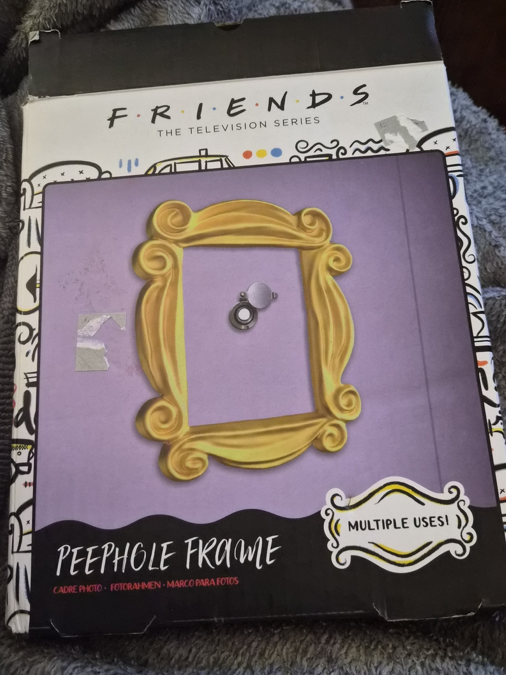 FRIENDS Purple Wall Peephole Frame with Gold Accent